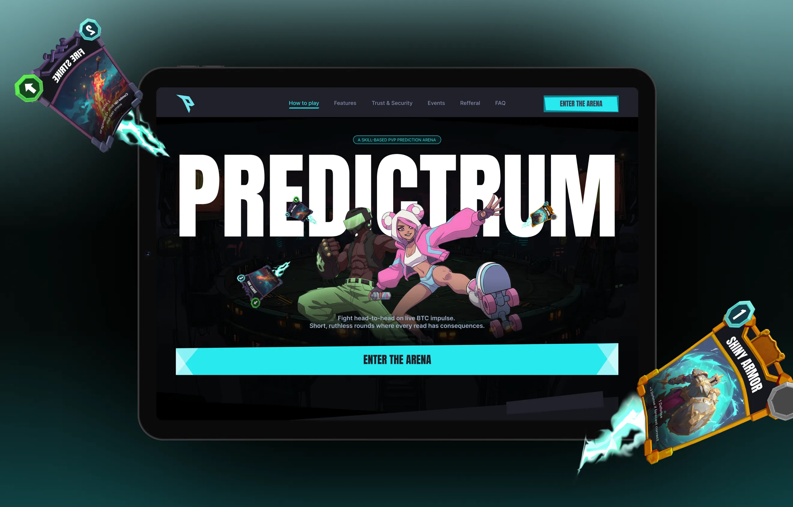 Predictrum landing page, 1 of 3