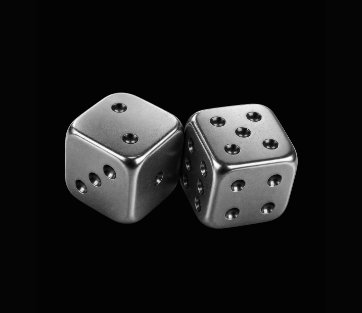 Two chrome dice